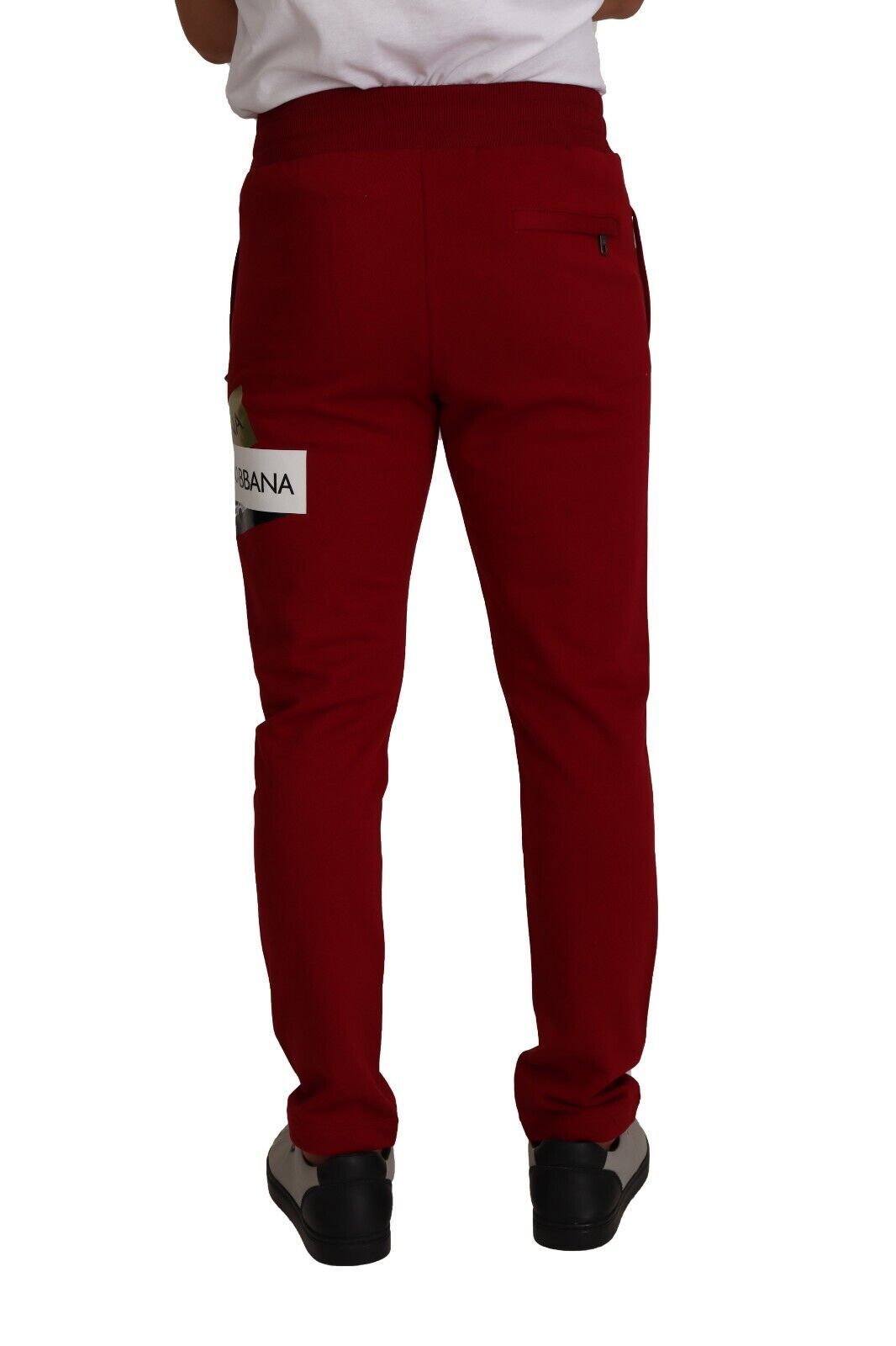 Pantalones deportivos Dolce & Gabbana de algodón rojo con parche del logotipo-2