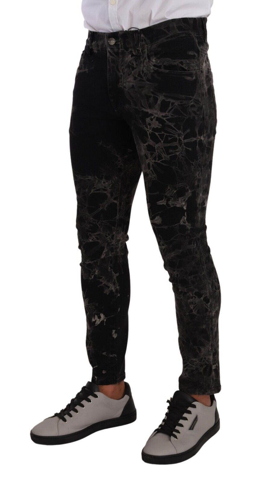 Dolce & Gabbana Black Patterned Skinny Slim Fit Jeans-4