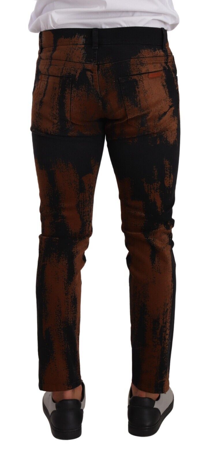 Dolce & Gabbana Black-brown tie-dye cotton skinny denim jeans-3