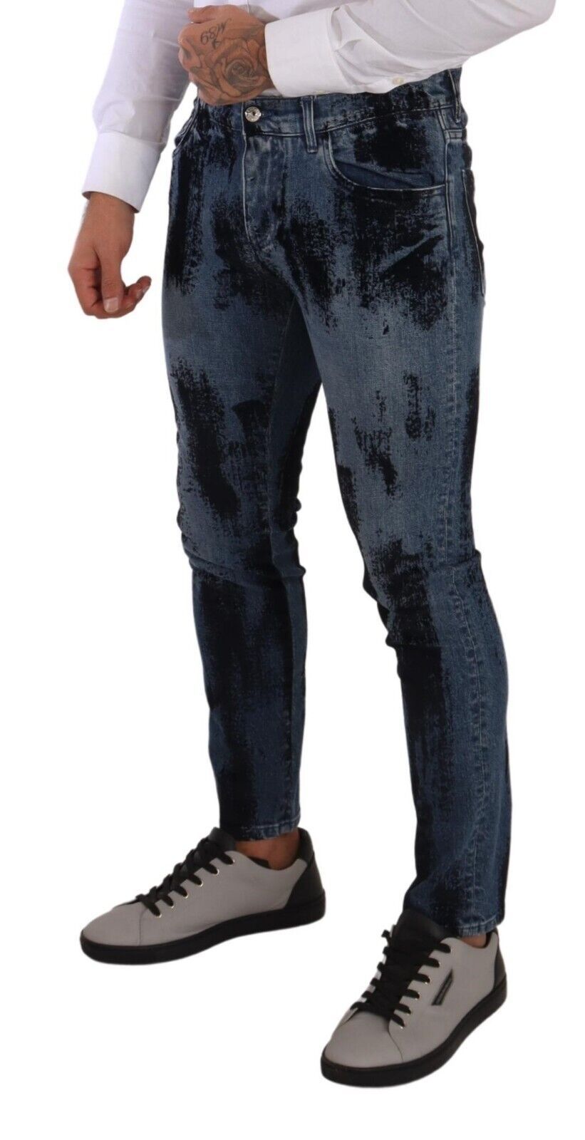 Dolce & Gabbana Blue-Black Cotton Skinny Denim Jeans-3