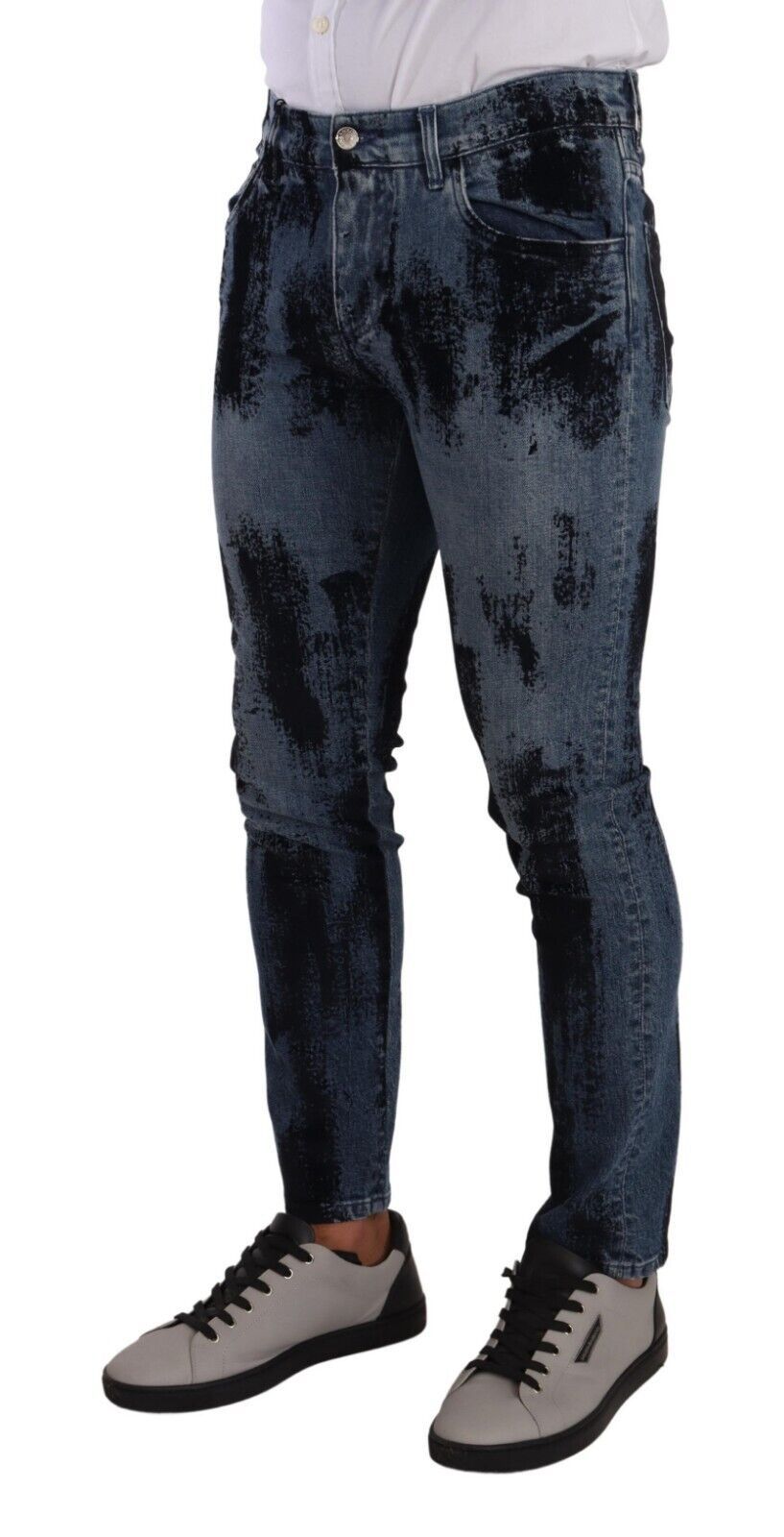 Dolce & Gabbana Blue-Black Cotton Skinny Denim Jeans-4
