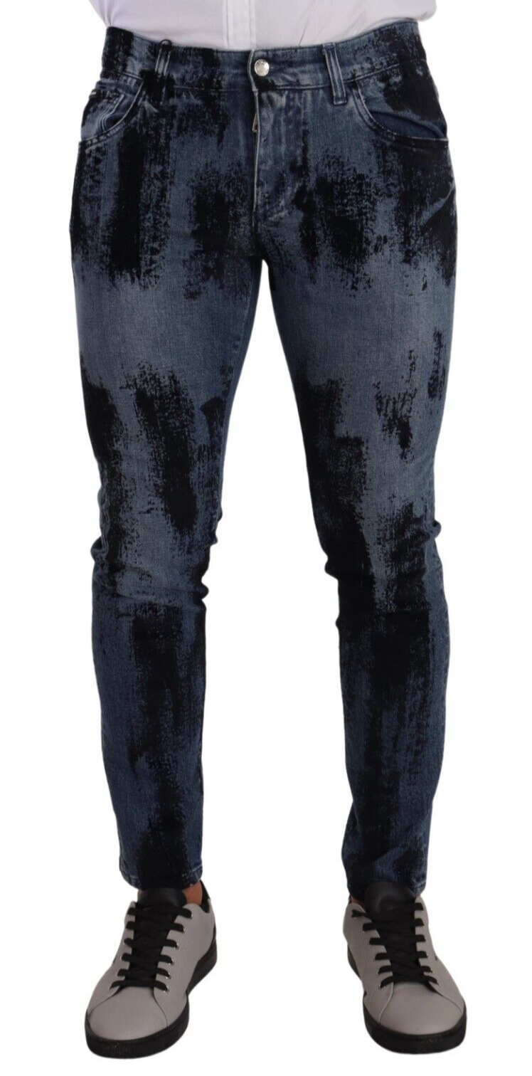 Dolce & Gabbana Blue-Black Cotton Skinny Denim Jeans