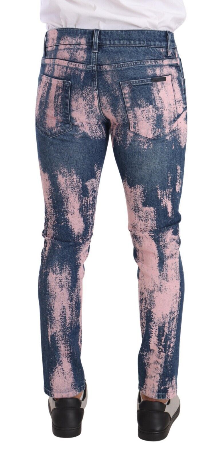 Dolce & Gabbana Blue Pink Tie Dye Cotton Skinny Denim Jeans-3