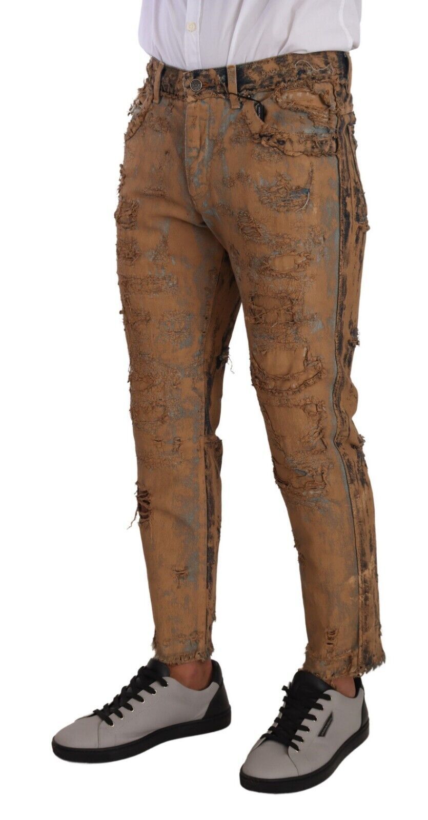 Dolce & Gabbana Brown Regular Denim Jeans in distressed cotton-2