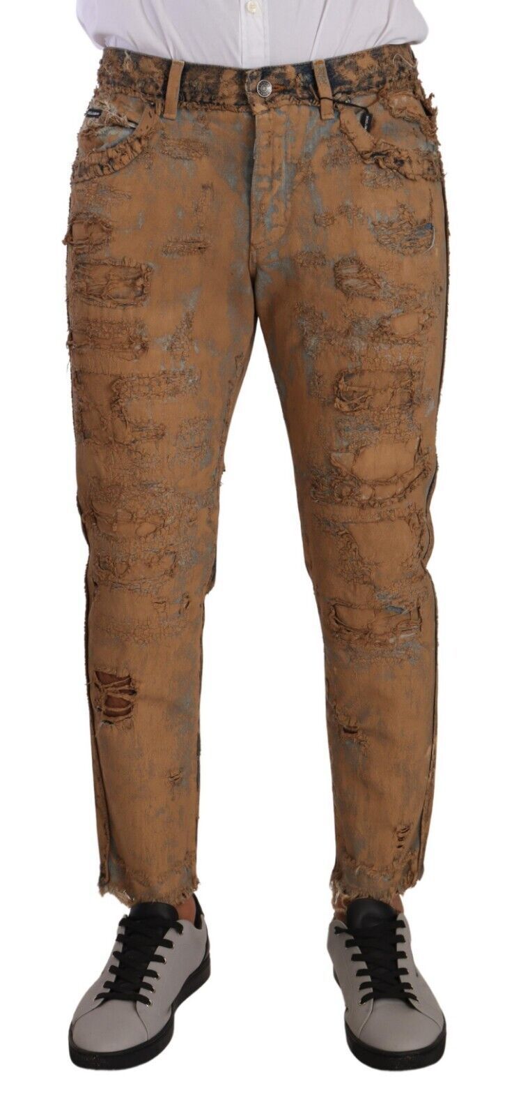Dolce & Gabbana Brown Regular Denim Jeans in distressed cotton