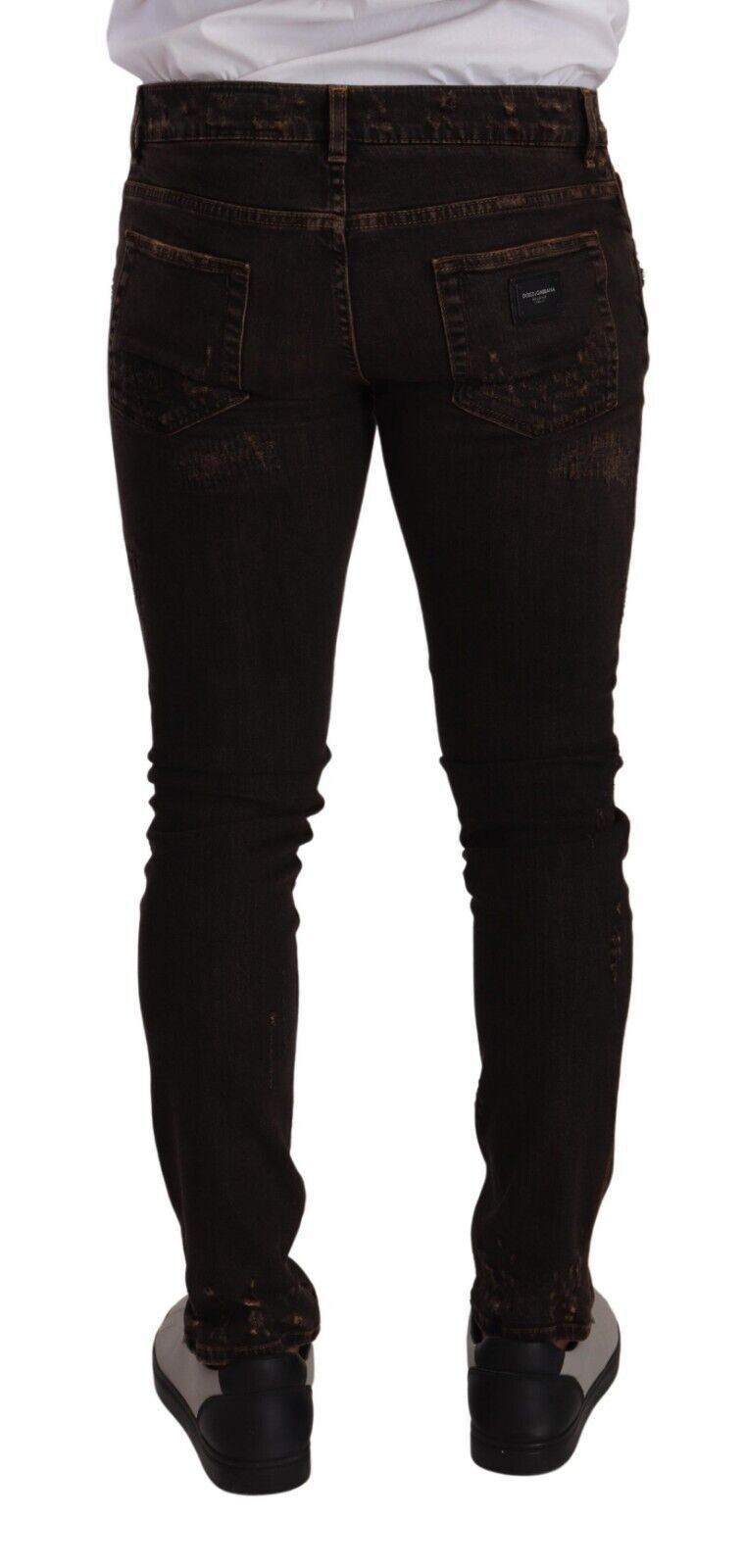 Dolce & Gabbana Brown Distressed Slim Fit Skinny Denim Jeans-2