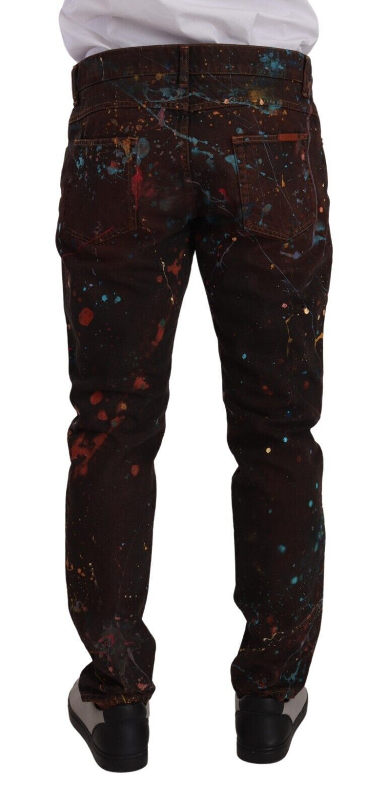 Dolce & Gabbana Brown Splash Color Cotton Regular Denim Jeans-3