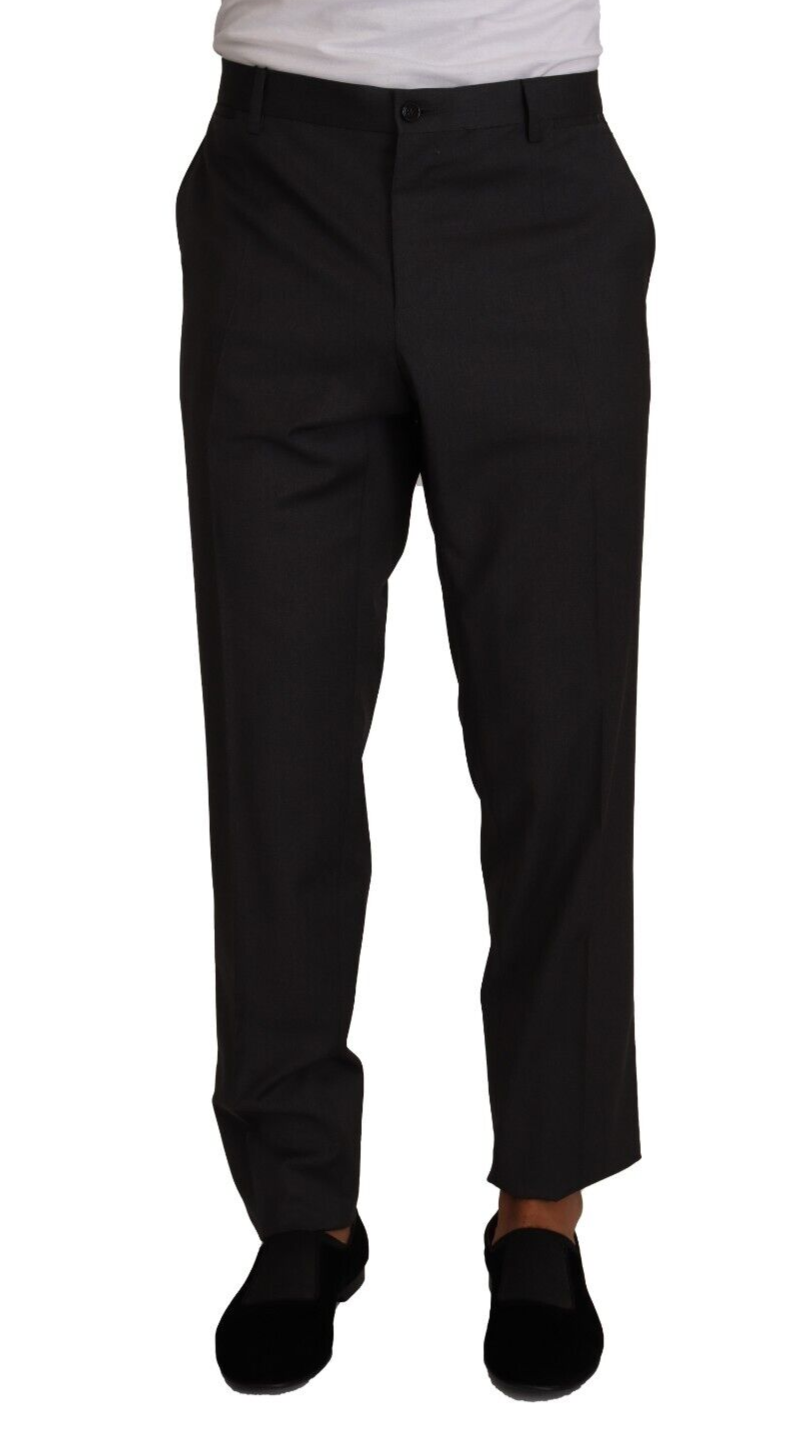 Dolce & Gabbana Grey Wool Formal Tuxedo Trousers Dress Trousers-1