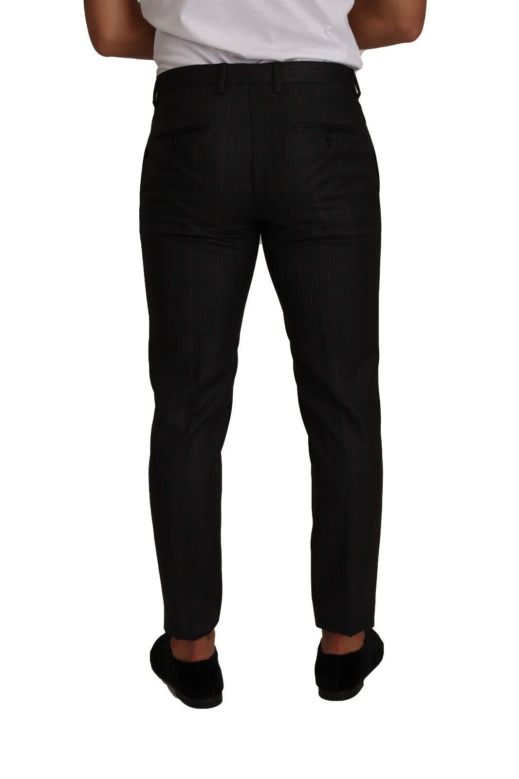 Dolce & Gabbana Graue Karo-Wollhose Formelle Hose Kleid Hose-2