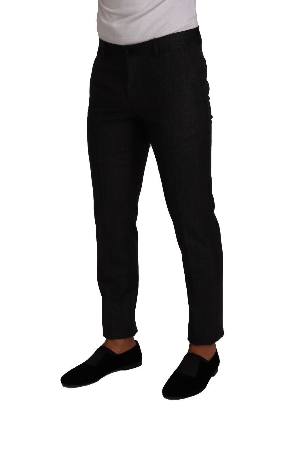 Dolce & Gabbana Graue Karo-Wollhose Formelle Hose Kleid Hose-4