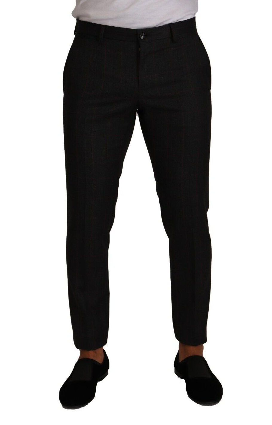 Dolce & Gabbana Graue Karo-Wollhose Formelle Hose Kleid Hose