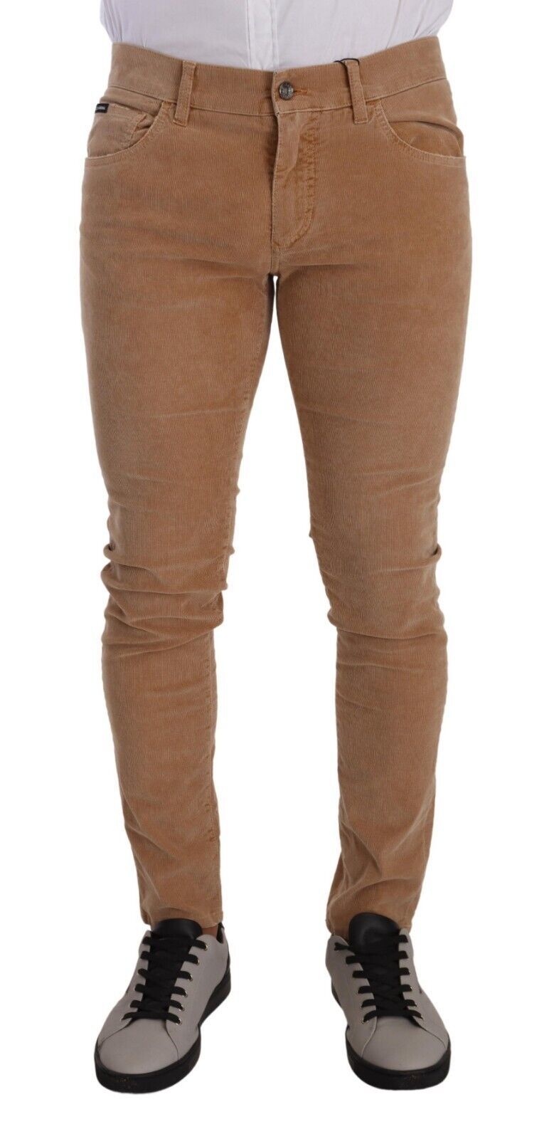 Dolce & Gabbana Brauner Cord Baumwolle Skinny Slim Fit Jeans