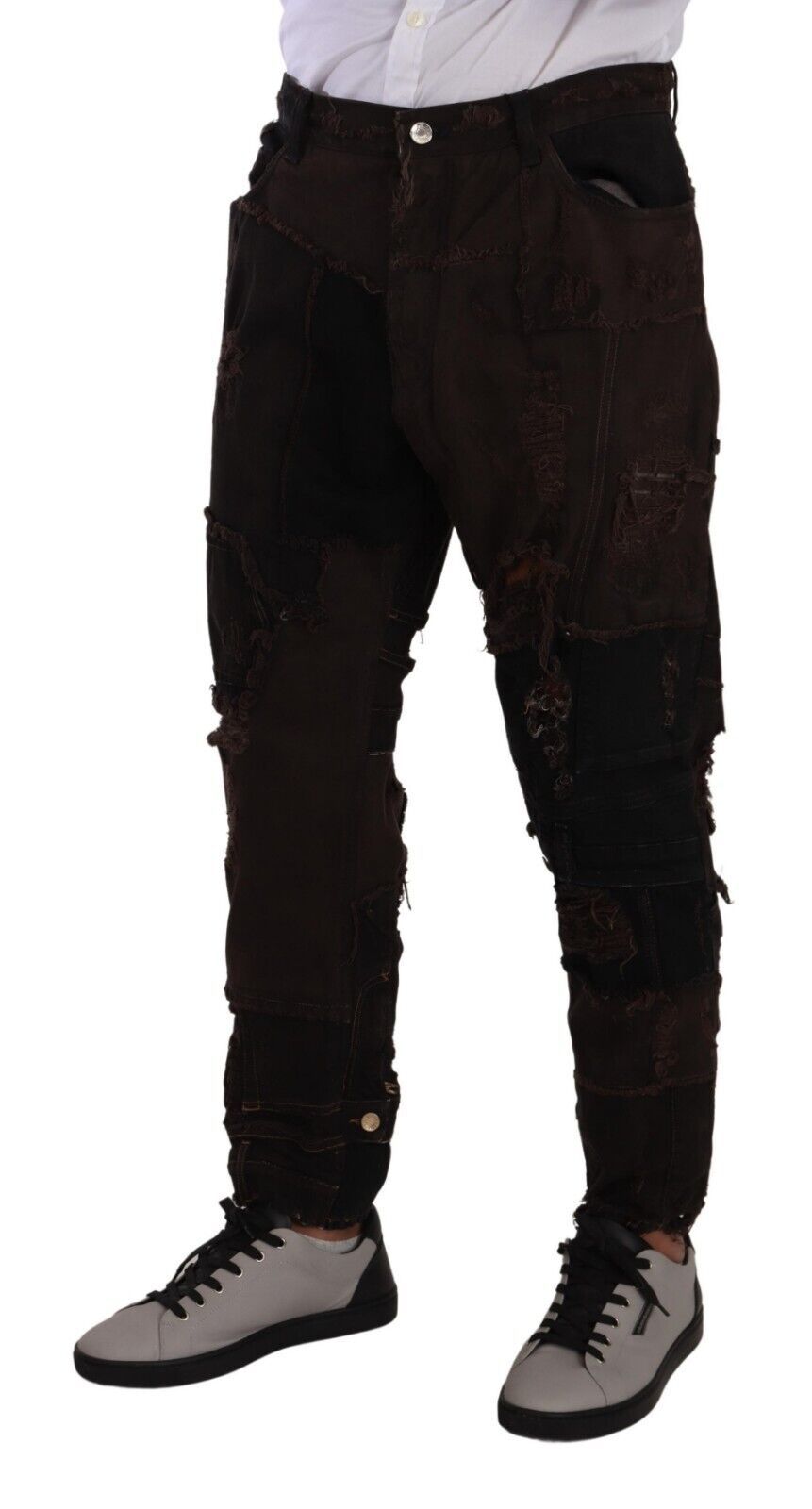 Dolce & Gabbana Brown Cotton Distressed Denim Jeans Regular-2