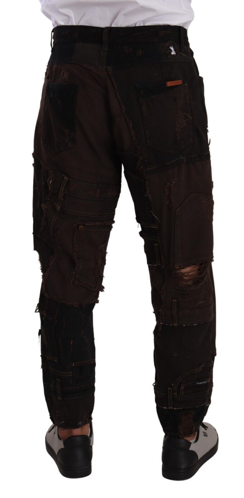 Dolce & Gabbana Brown Cotton Distressed Denim Jeans Regular-3