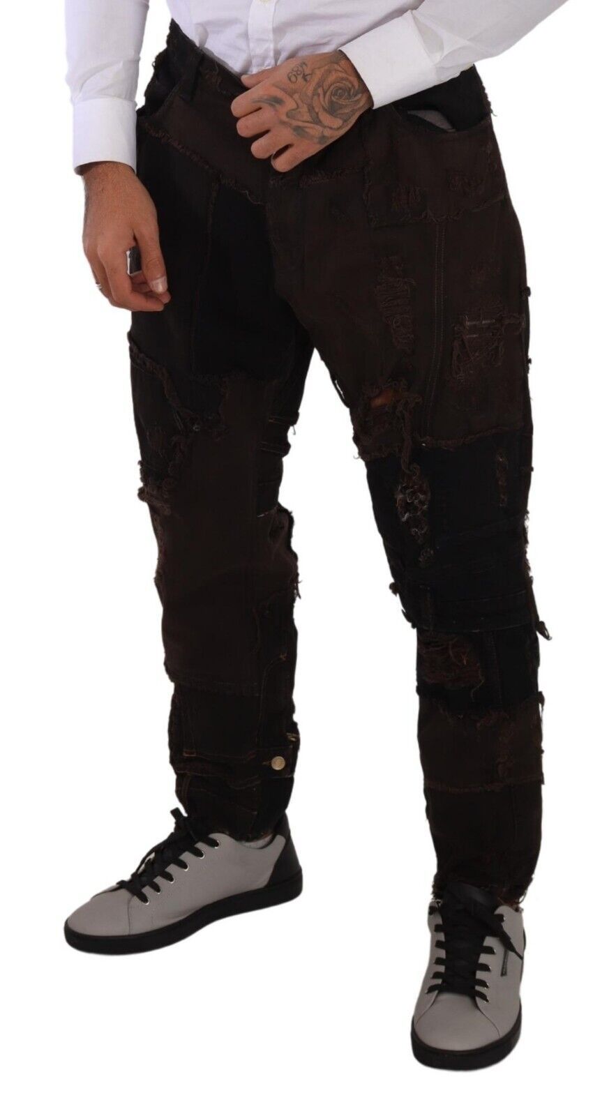 Dolce & Gabbana Brown Cotton Distressed Denim Jeans Regular-4