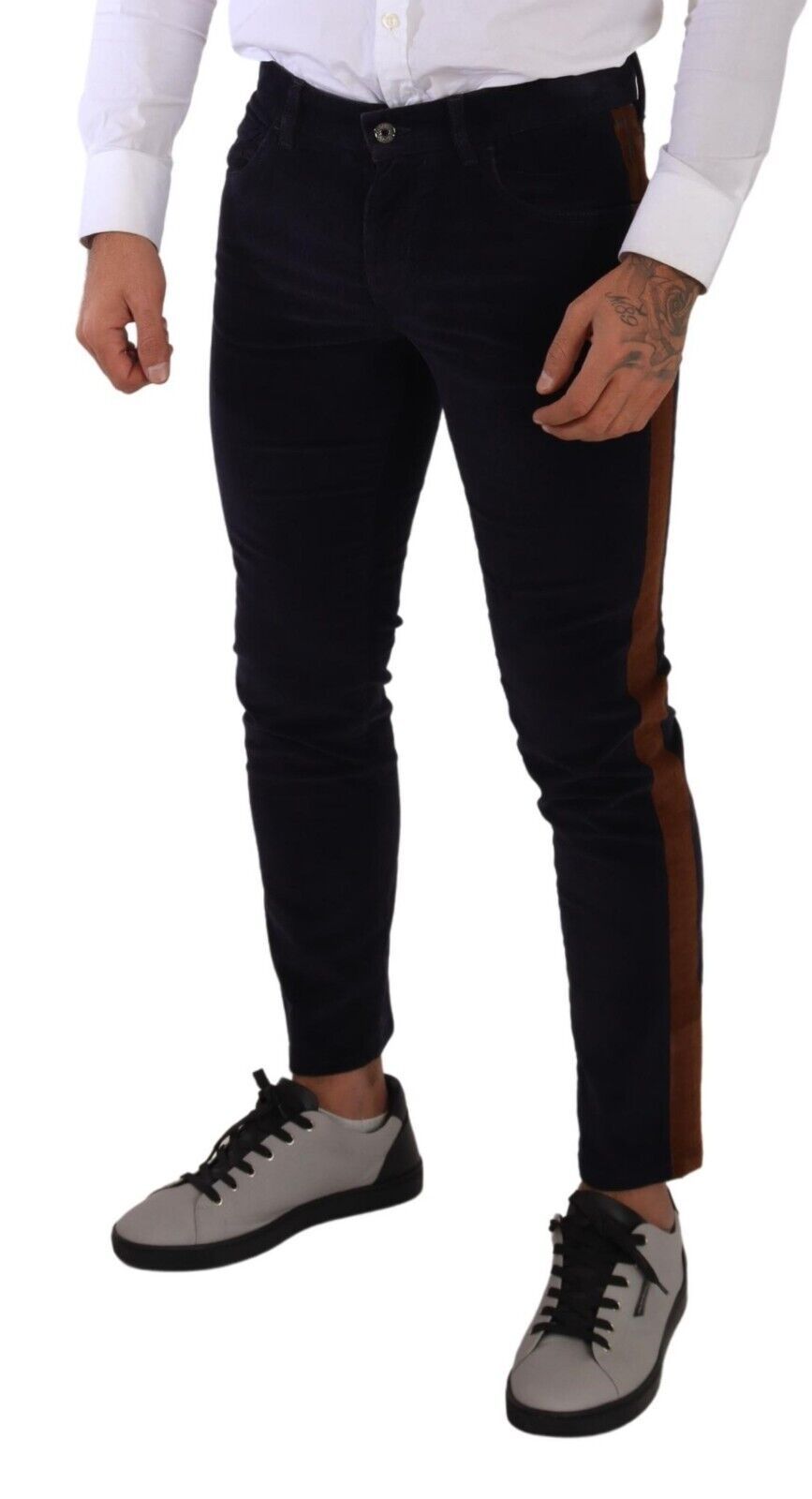 Dolce & Gabbana Blue Cotton Stretch Skinny Corduroy Jeans-3