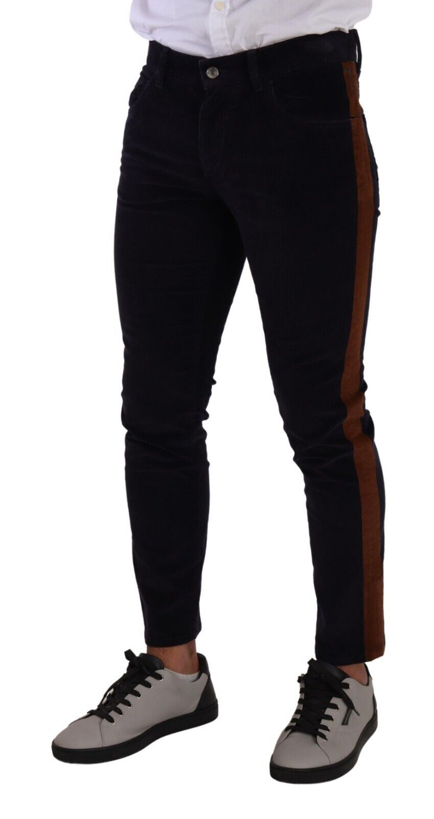 Dolce & Gabbana Blue Cotton Stretch Skinny Corduroy Jeans-4