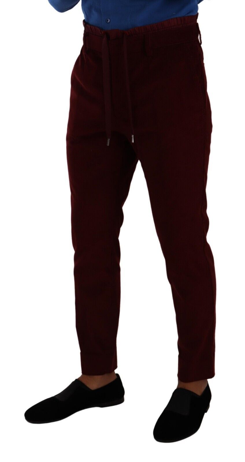 Dolce & Gabbana Bordeaux Velvet Men's Formal Trousers Dress Pants-2