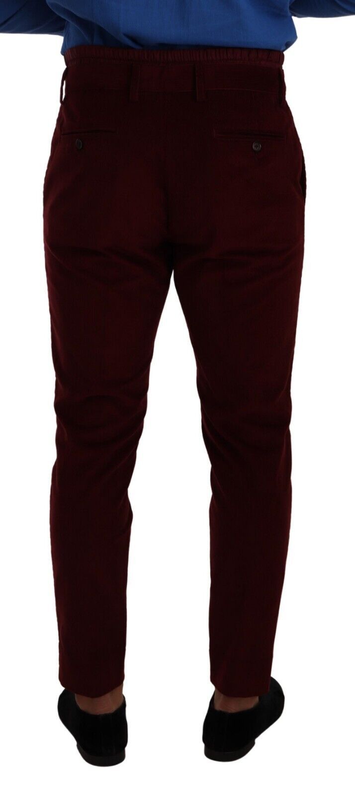 Dolce & Gabbana Bordeaux Velvet Men's Formal Trousers Dress Pants-3