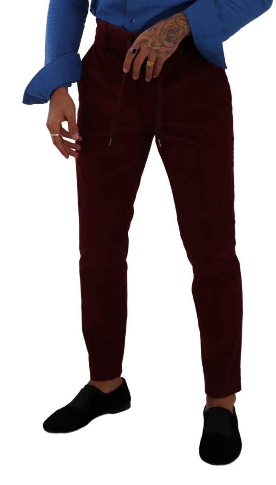 Dolce & Gabbana Bordeaux Velvet Men's Formal Trousers Dress Pants-4