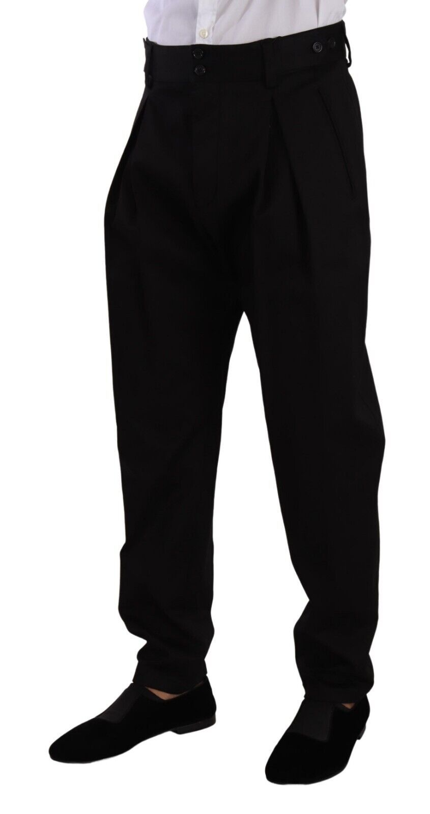 Dolce & Gabbana Black Cotton High Waist Men's Trousers Dress Pants-2