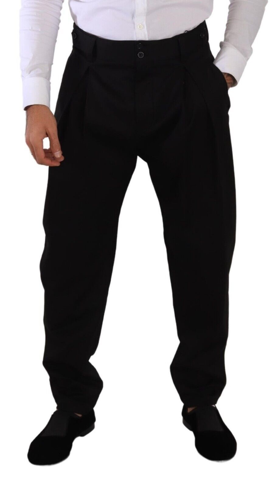 Dolce & Gabbana Black Cotton High Waist Men's Trousers Dress Pants-4