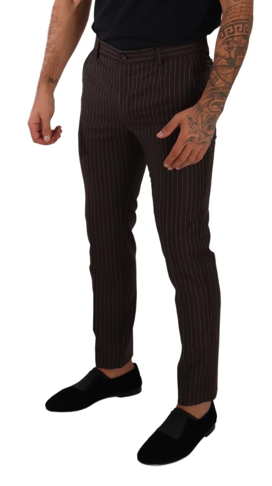 Dolce & Gabbana Brown Striped Wool Formal Dress Pants-3