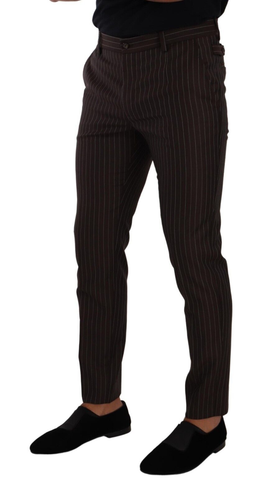 Dolce & Gabbana Brown Striped Wool Formal Dress Pants-4