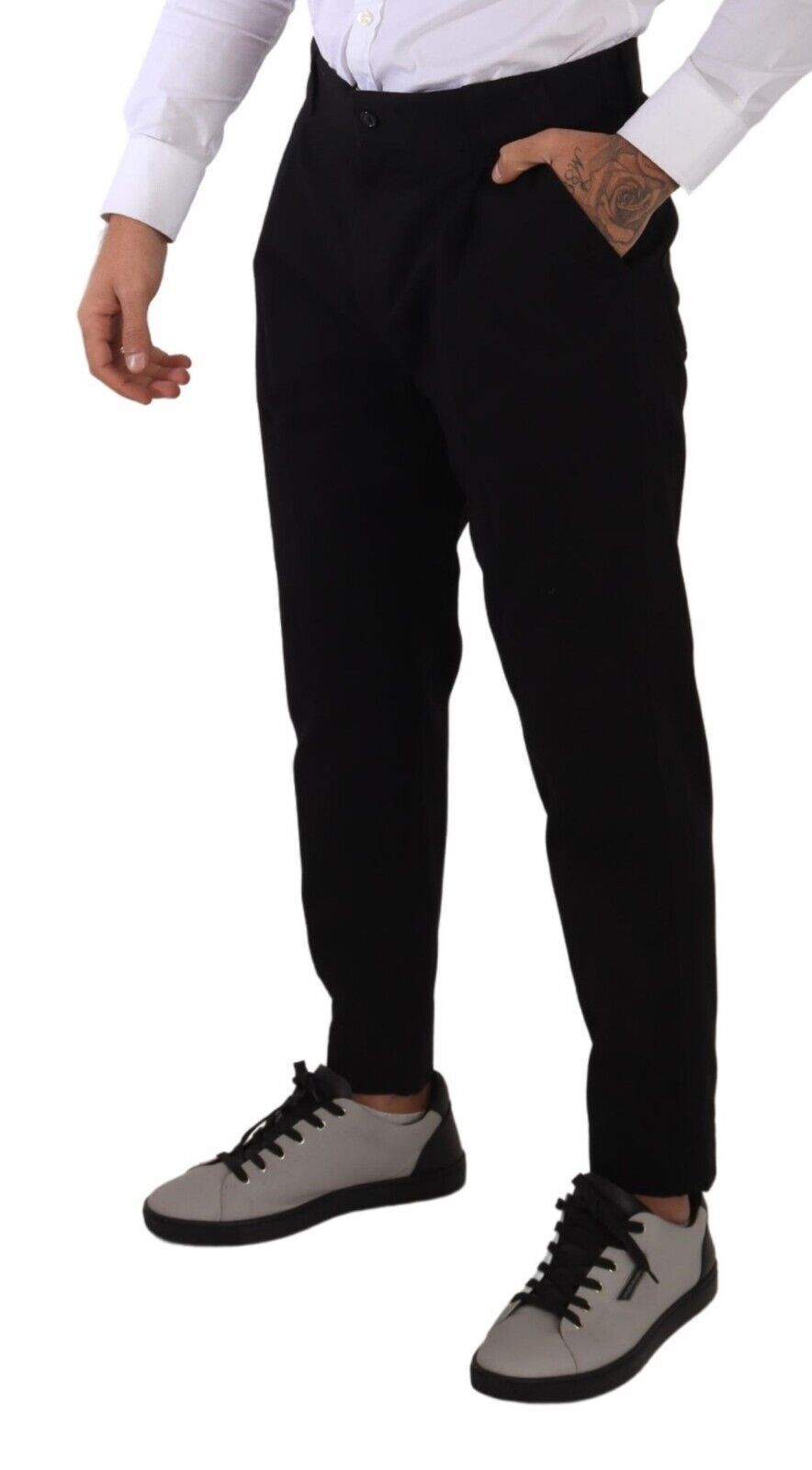 Dolce & Gabbana Black Cotton Stretch Chinos Jeans-3