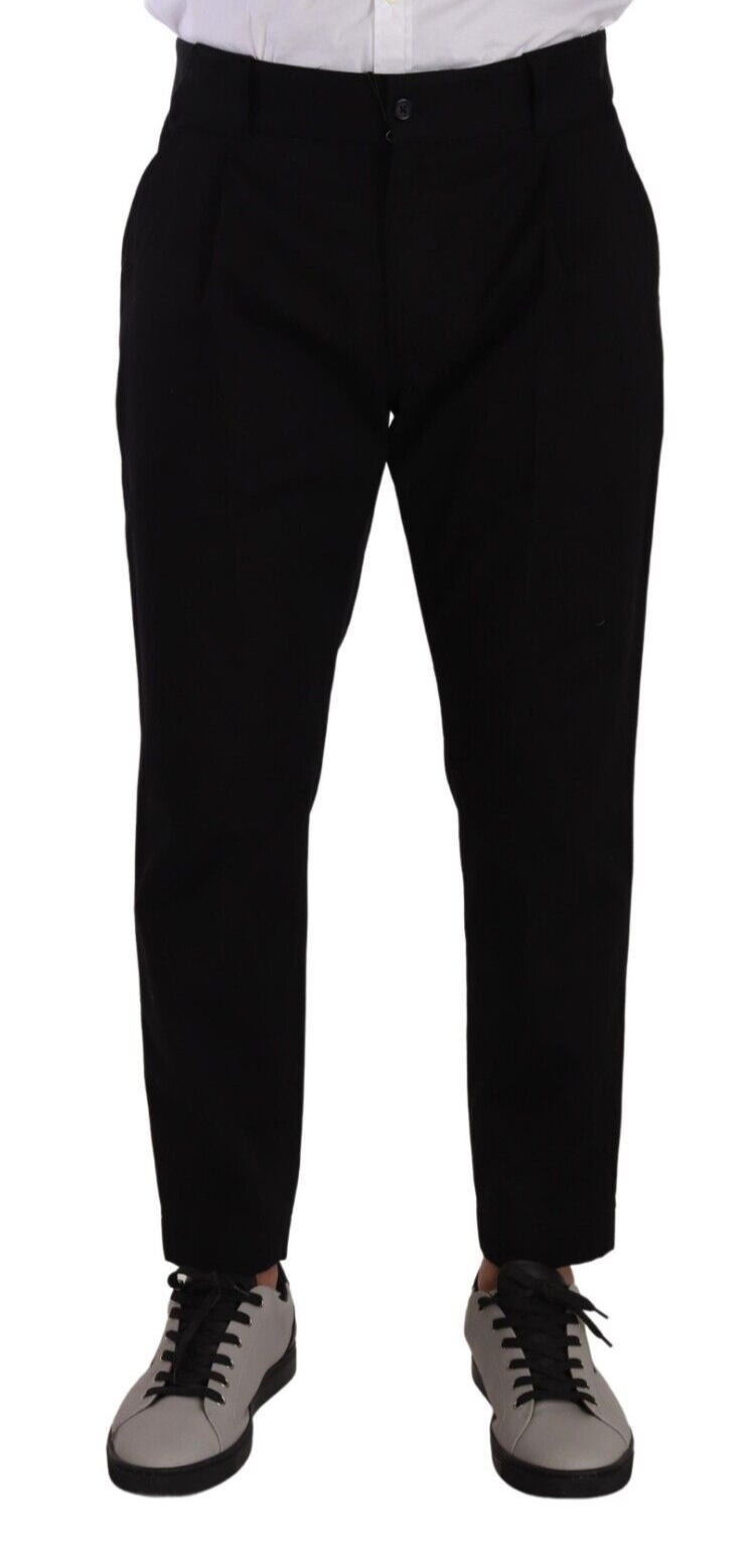 Dolce & Gabbana Black Cotton Stretch Chinos Jeans-1