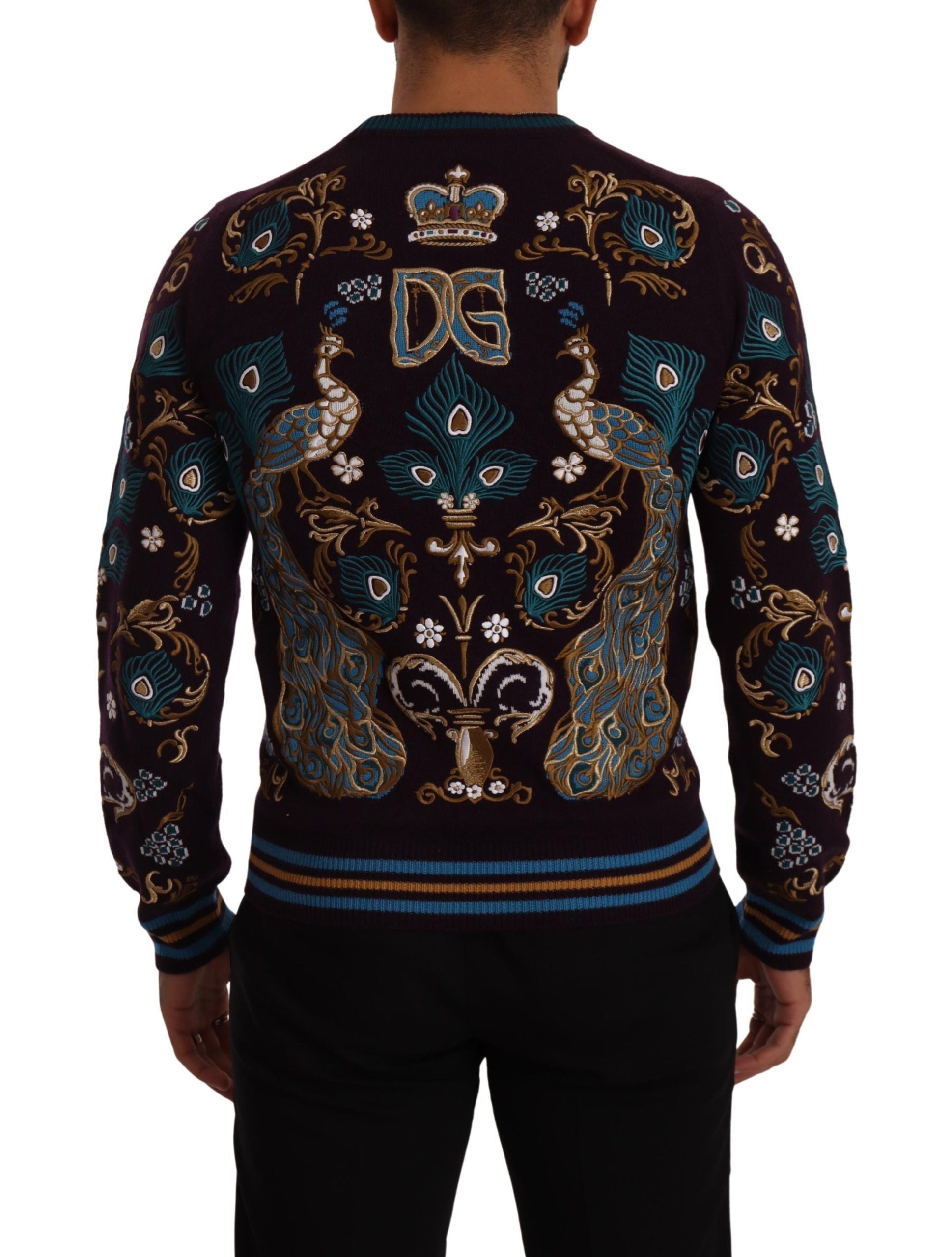 Dolce & Gabbana Bordeaux cashmere DG Crown sweater with embroidery-3