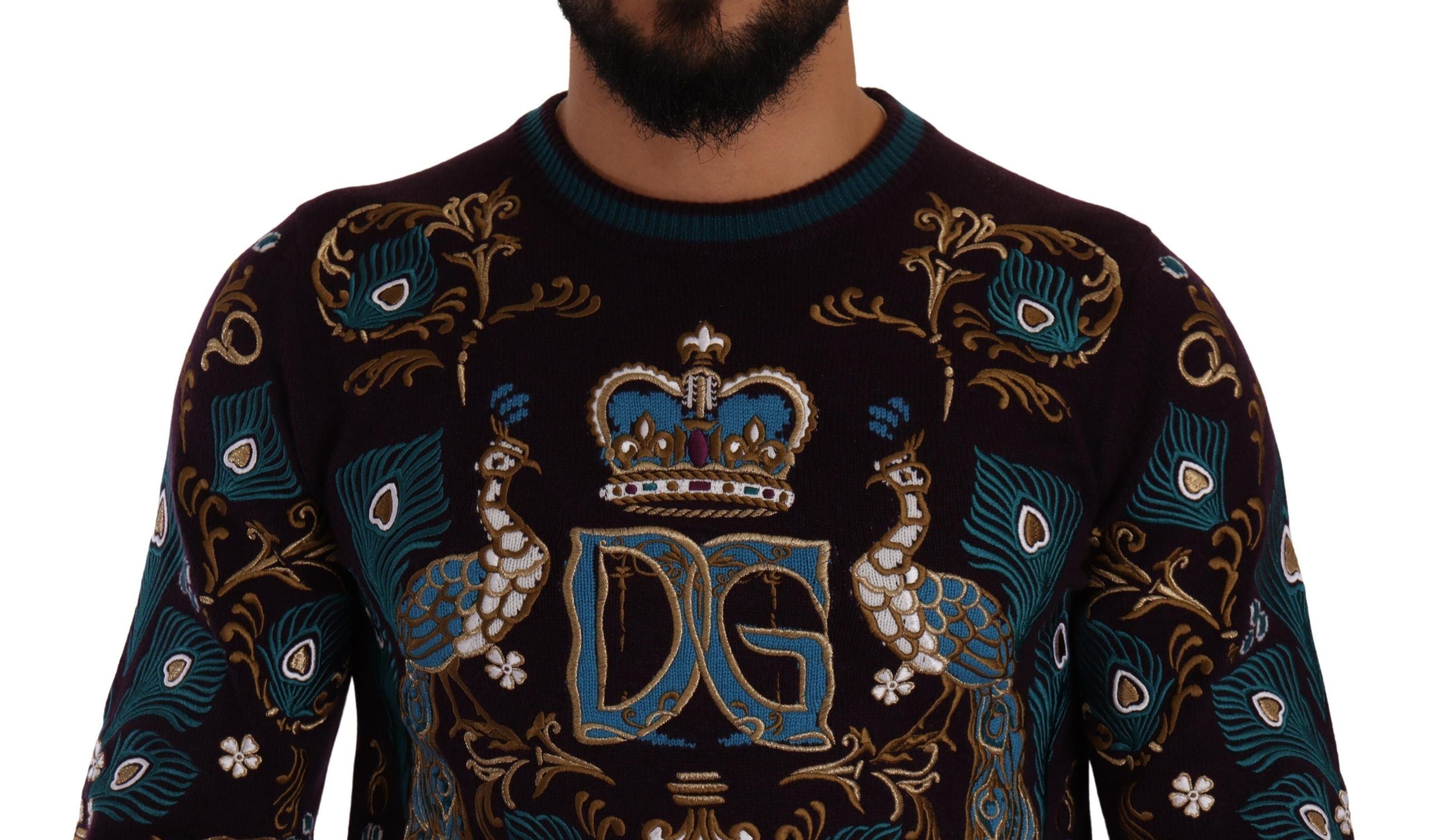 Dolce & Gabbana Bordeaux cashmere DG Crown sweater with embroidery-4