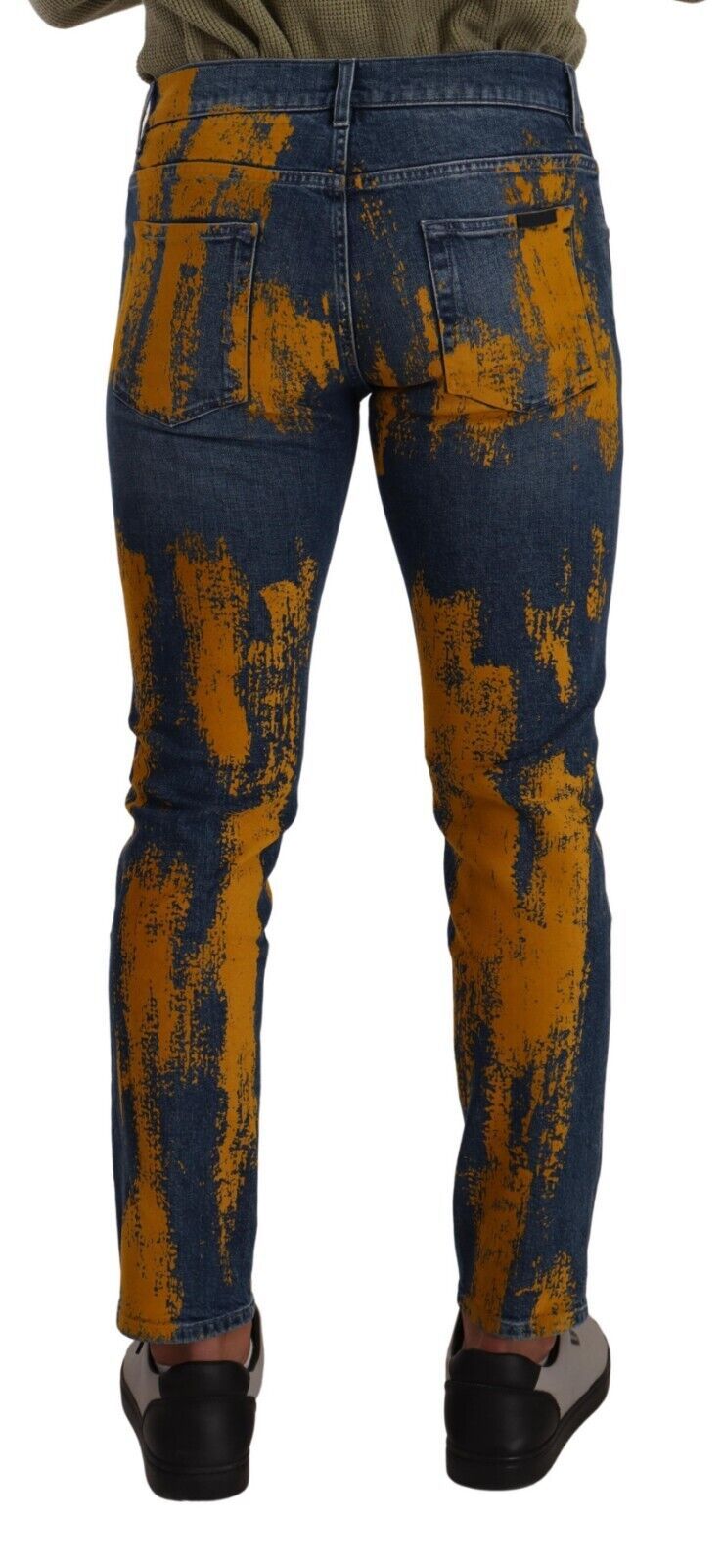 Dolce & Gabbana Blue Yellow Dye Cotton Skinny Men's Denim Jeans-2