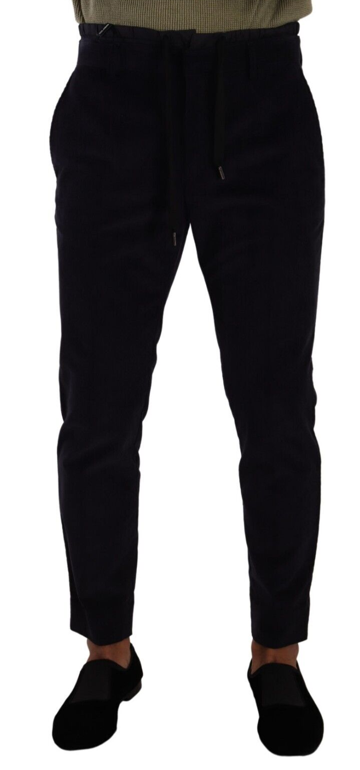 Dolce & Gabbana Blue Skinny Corduroy Trousers in Cotton