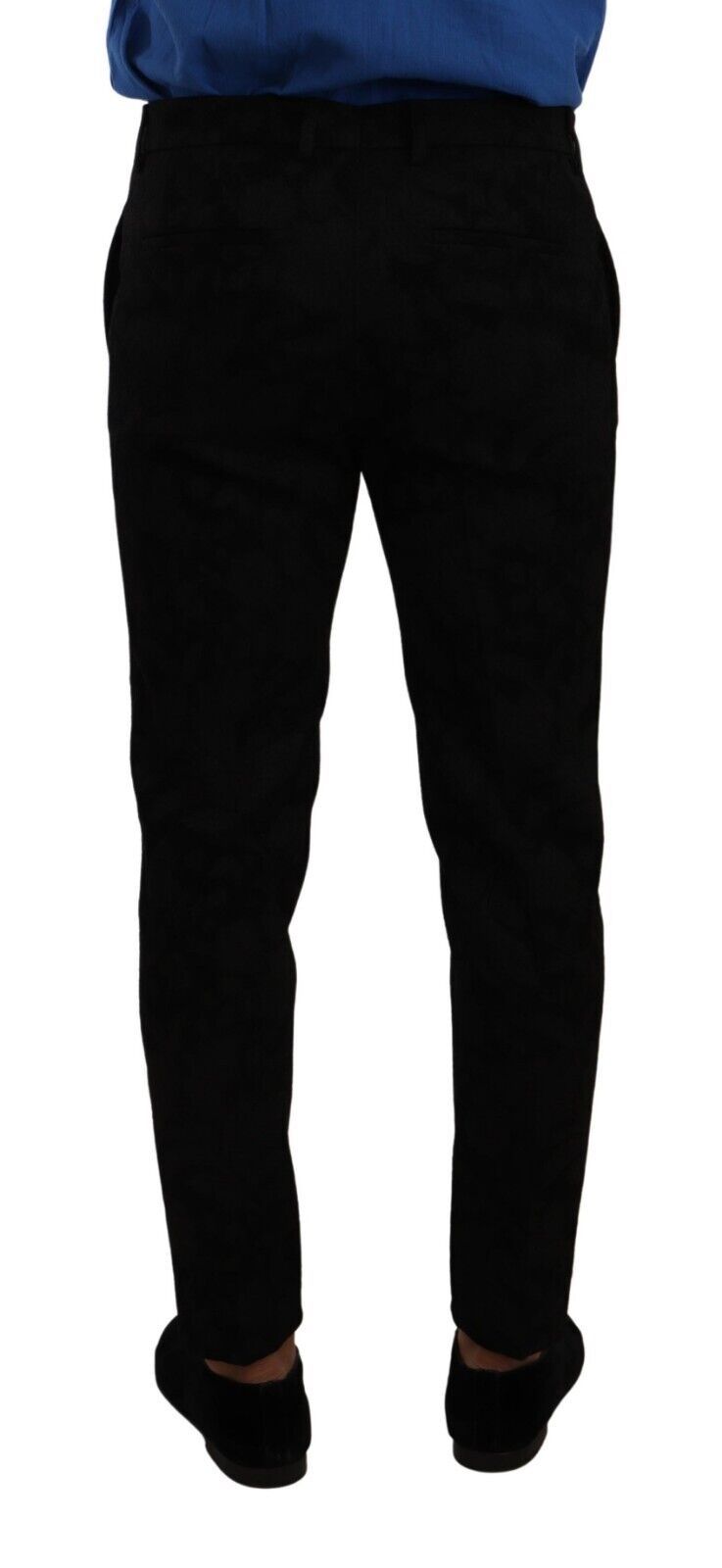 Pantalones de vestir ajustados de brocado negro de Dolce & Gabbana-3