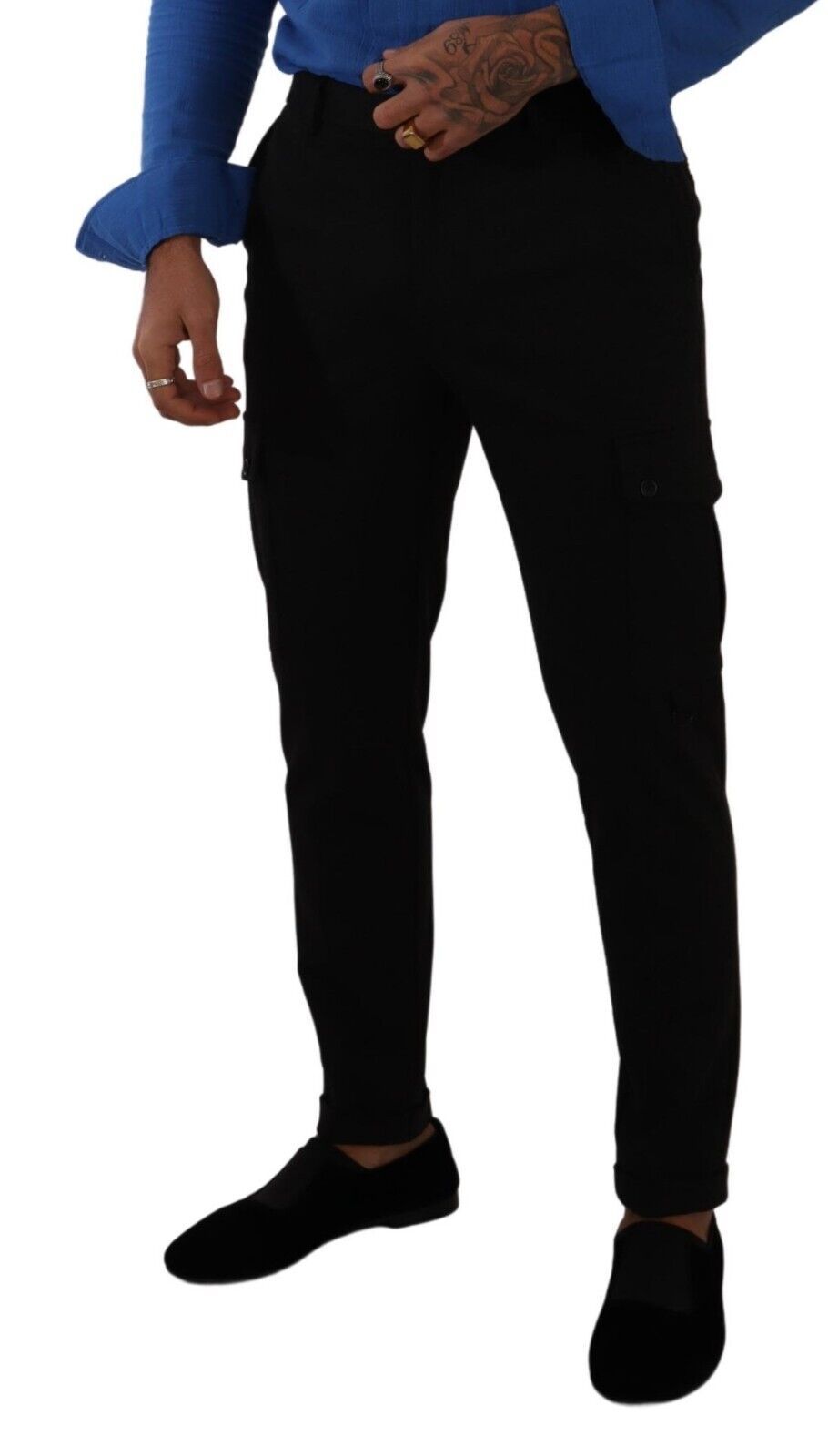 Dolce & Gabbana Black Skinny Cargo Trousers in Viscose-3