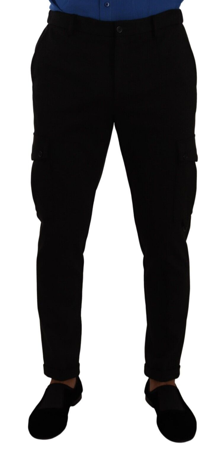 Dolce & Gabbana Black Skinny Cargo Trousers in Viscose
