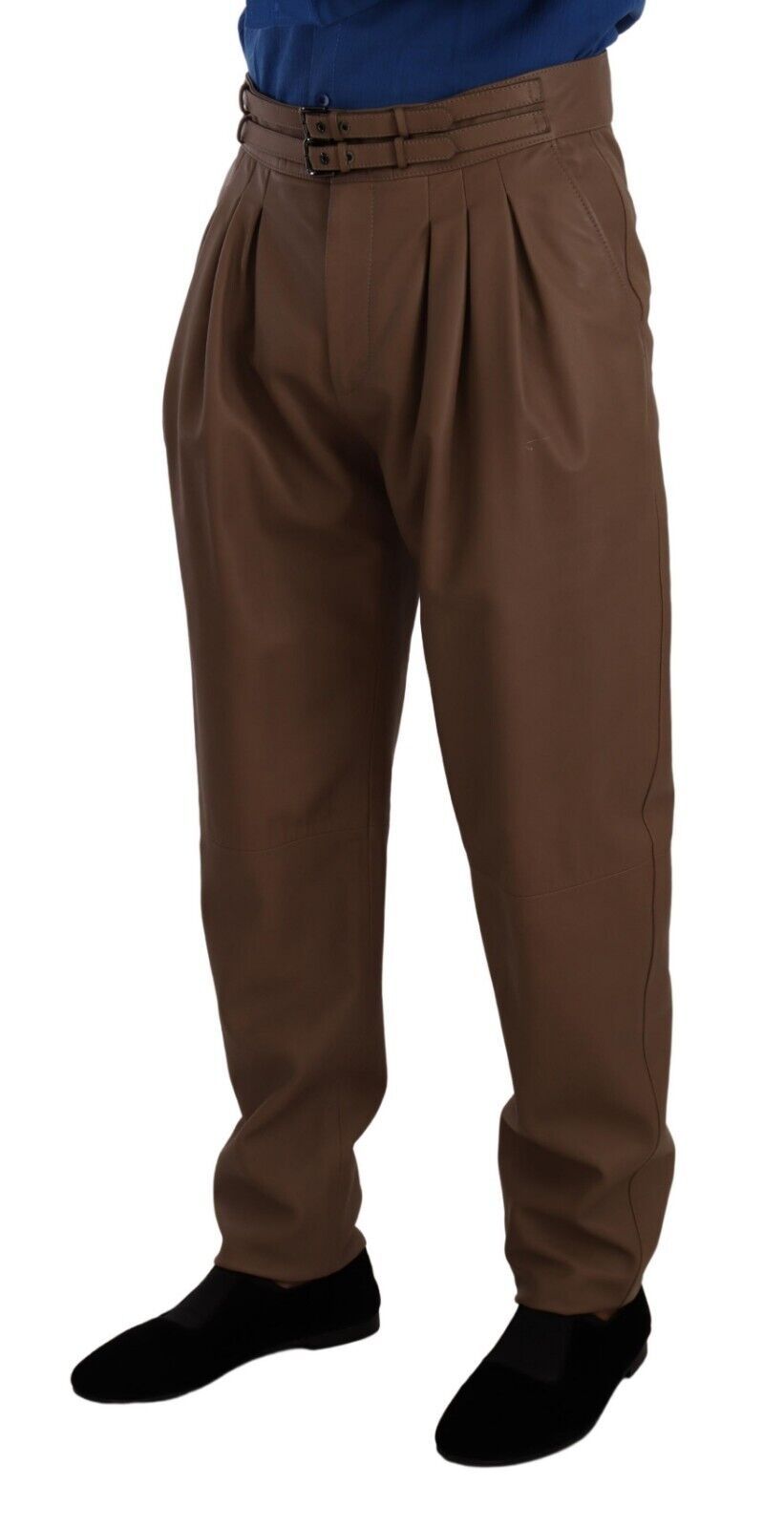Dolce & Gabbana Brown, tailored leather trousers with a high waist-2