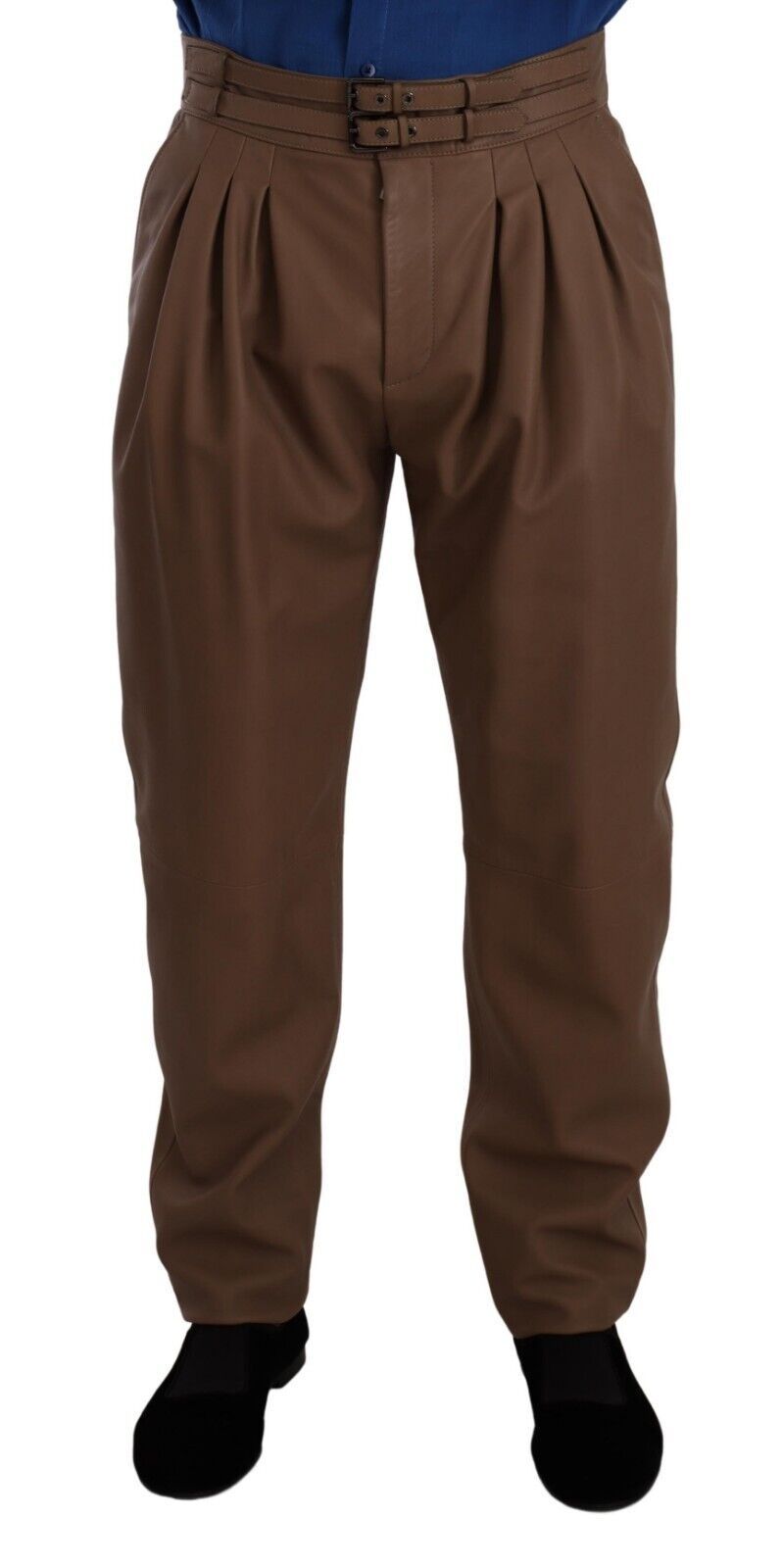 Dolce & Gabbana Brown, tailored leather trousers with a high waist