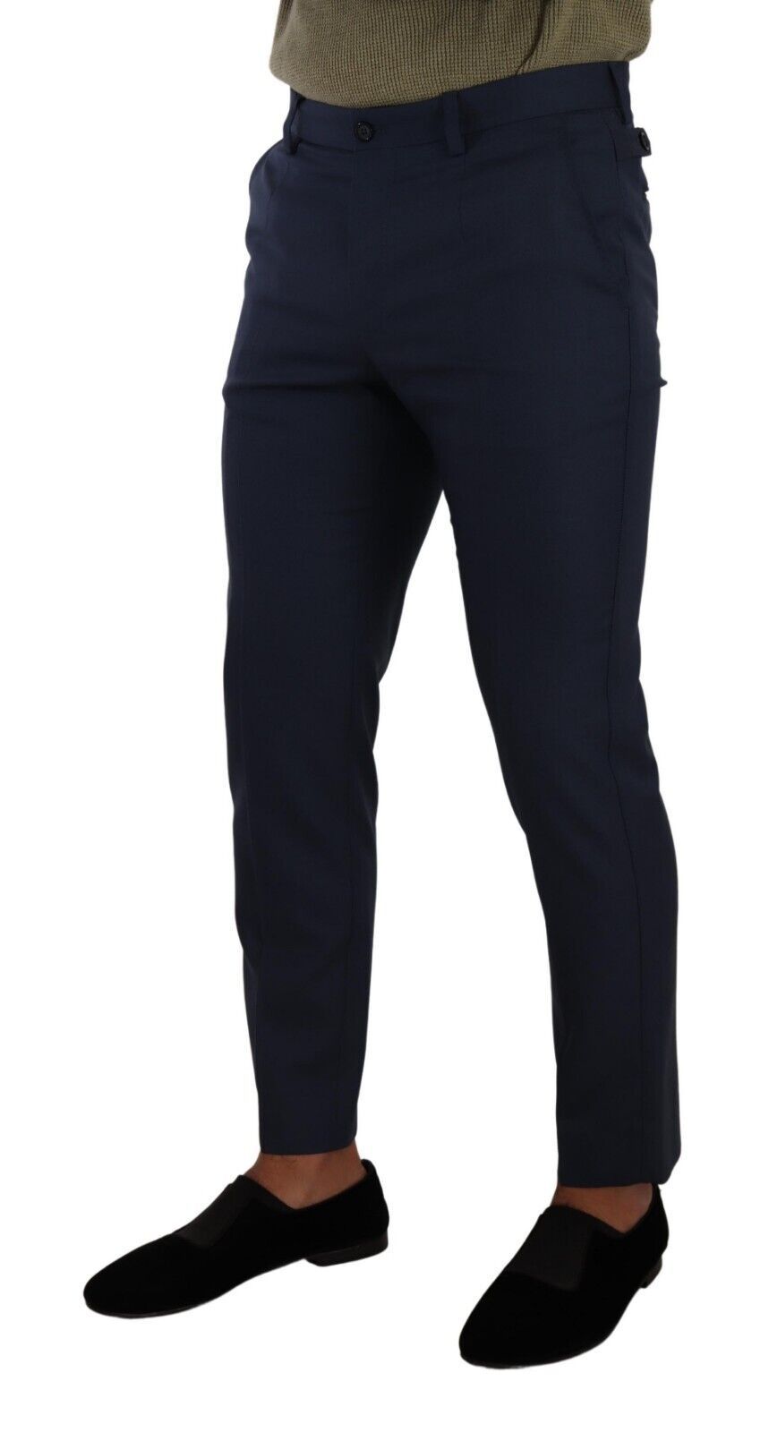 Pantalones de vestir formales ajustados de lana azul oscuro de Dolce & Gabbana-2