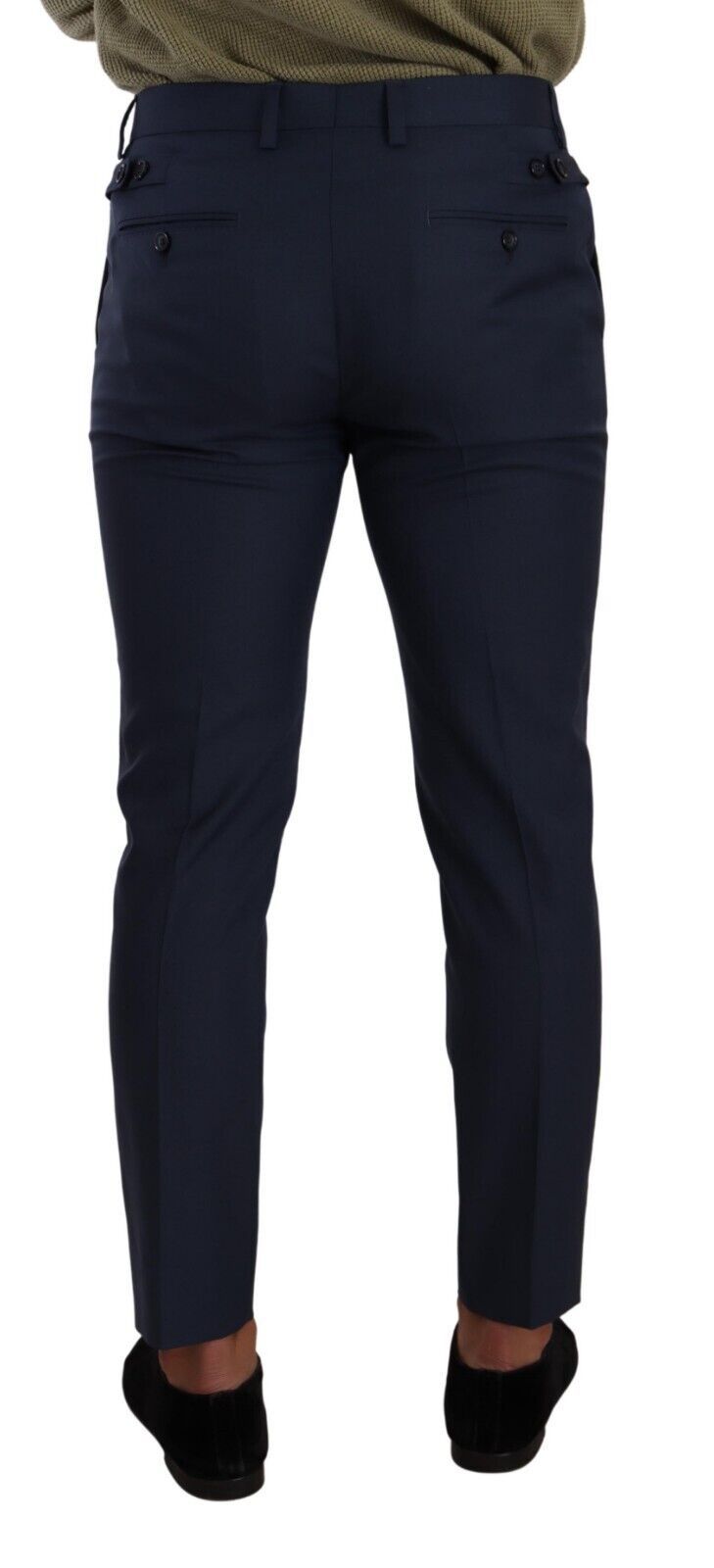 Pantalones de vestir formales ajustados de lana azul oscuro de Dolce & Gabbana-3