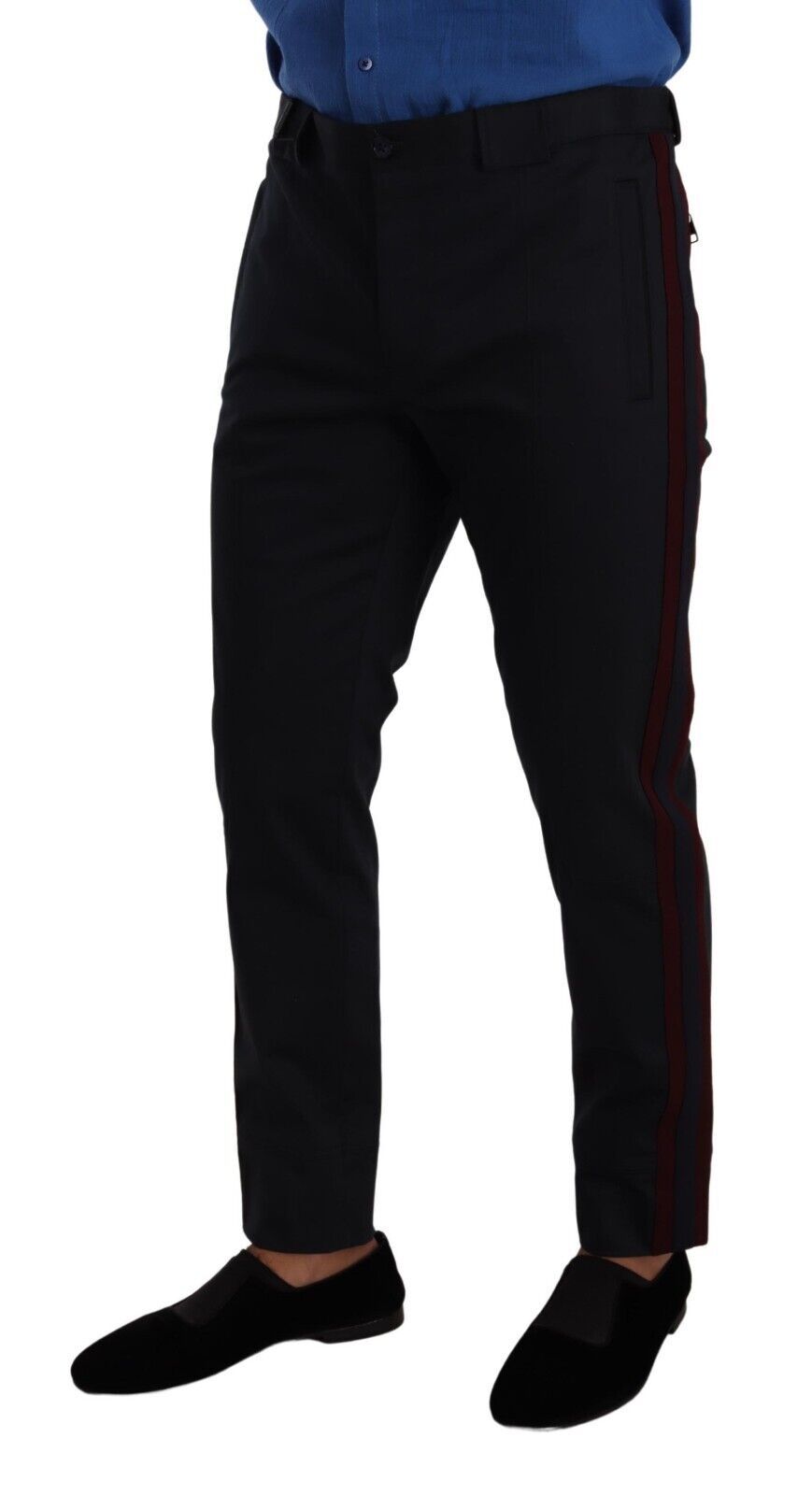 Pantalones chinos ajustados azul burdeos de algodón de Dolce & Gabbana-2
