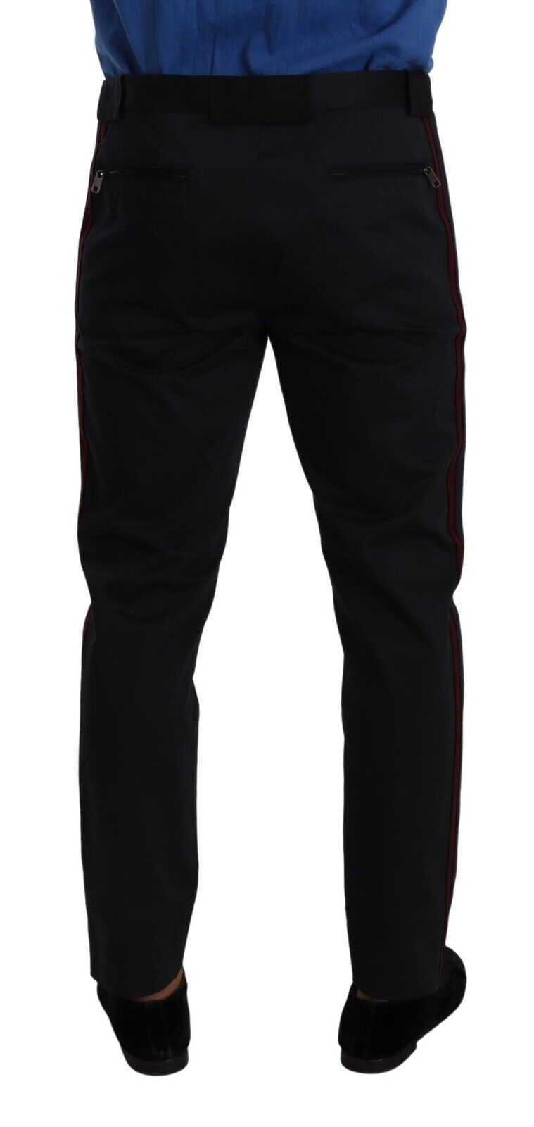 Pantalones chinos ajustados azul burdeos de algodón de Dolce & Gabbana-3