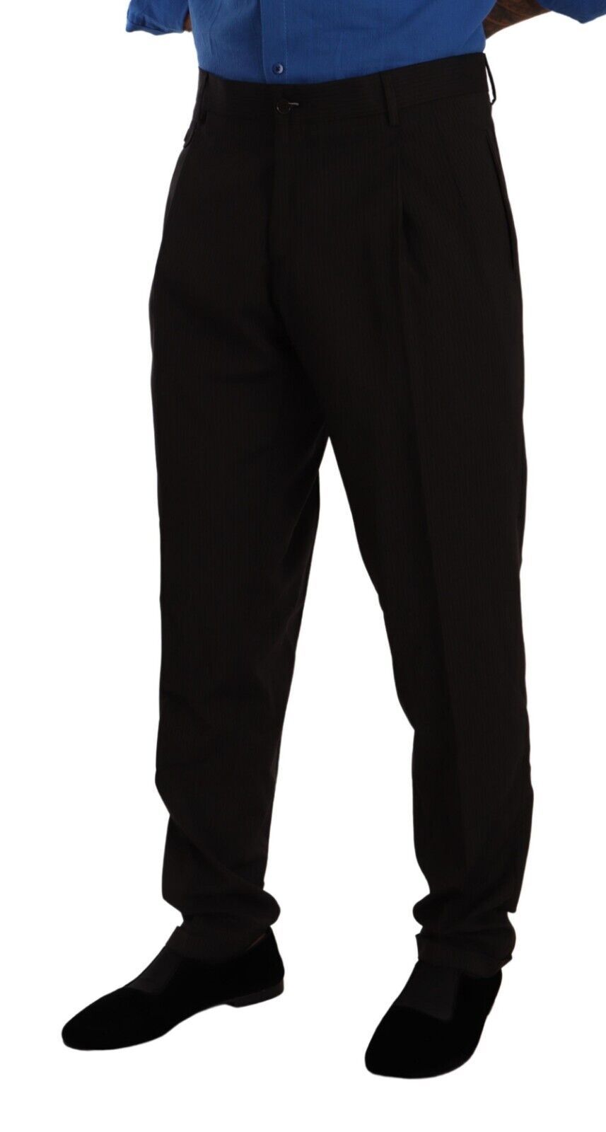 Pantalones de vestir formales ajustados de lana marrón de Dolce & Gabbana-3