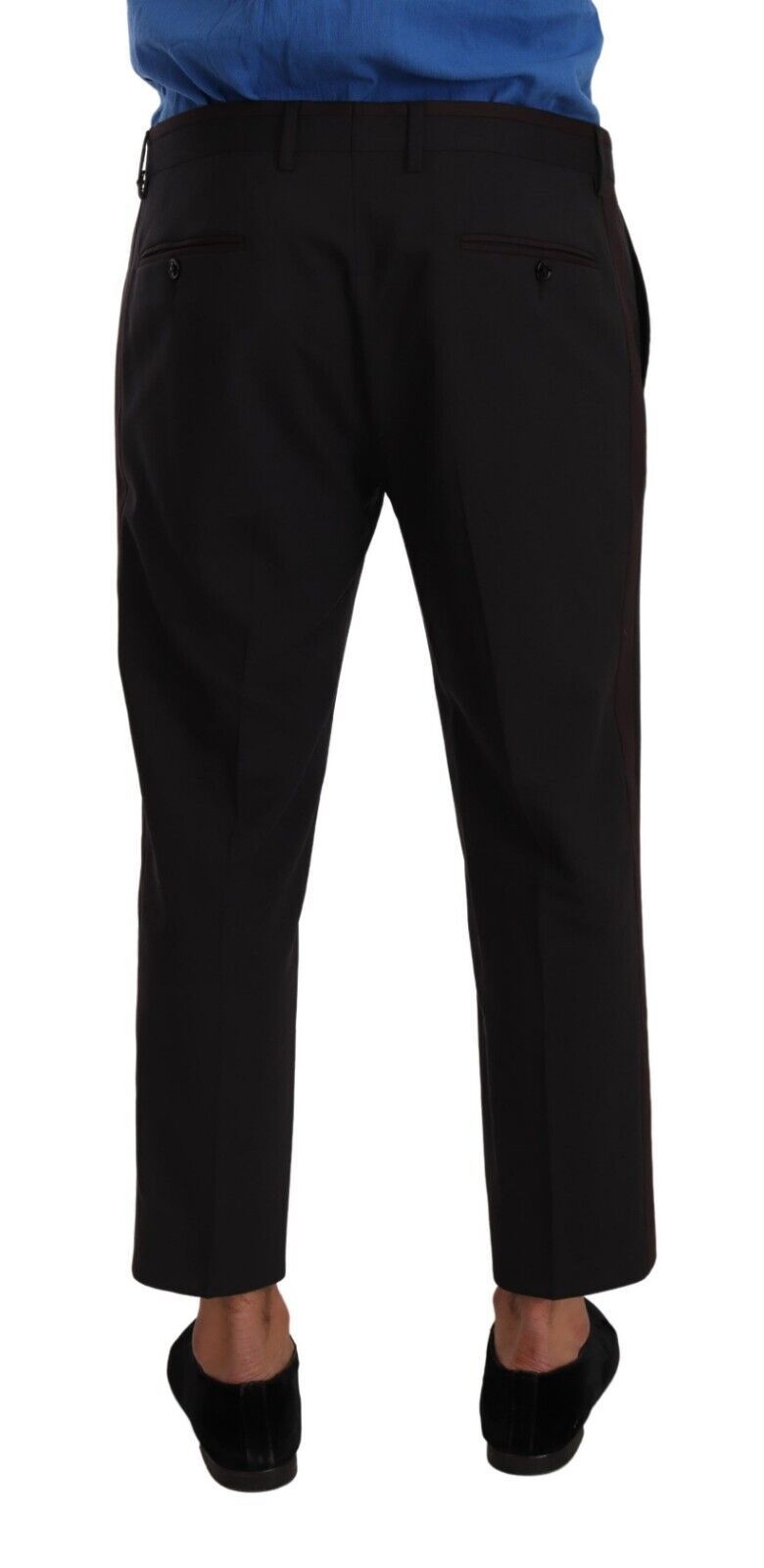 Dolce & Gabbana Grey Burgundy Wool Trousers Dress Trousers-2