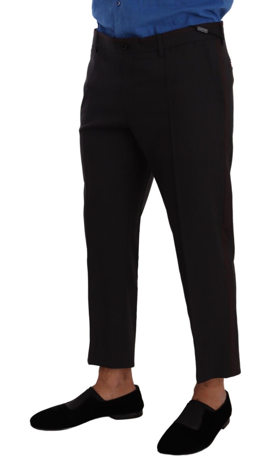 Dolce & Gabbana Grey Burgundy Wool Trousers Dress Trousers-4
