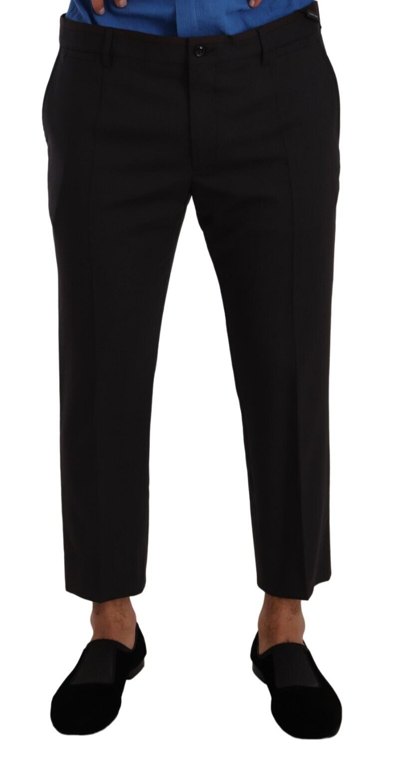 Dolce & Gabbana Grey Burgundy Wool Trousers Dress Trousers-1