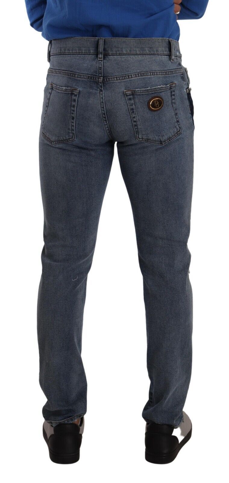 Dolce & Gabbana Blue two-tone slim denim jeans made from ripped cotton-3