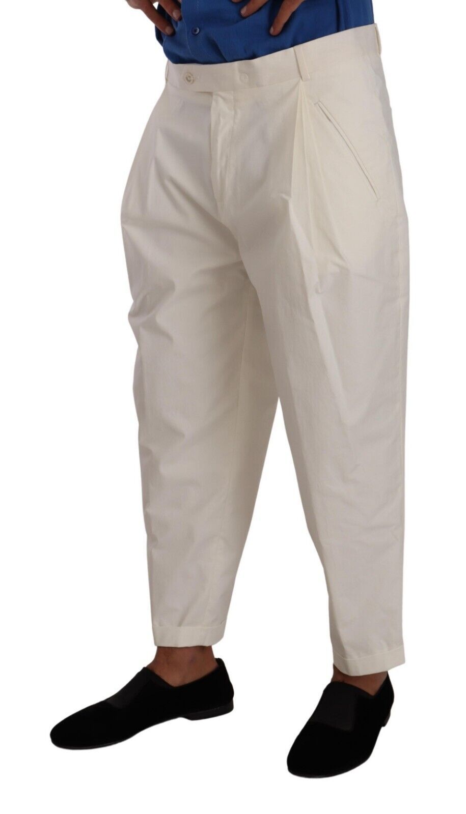Pantalones de vestir cónicos de algodón blanco Dolce & Gabbana para hombre-2