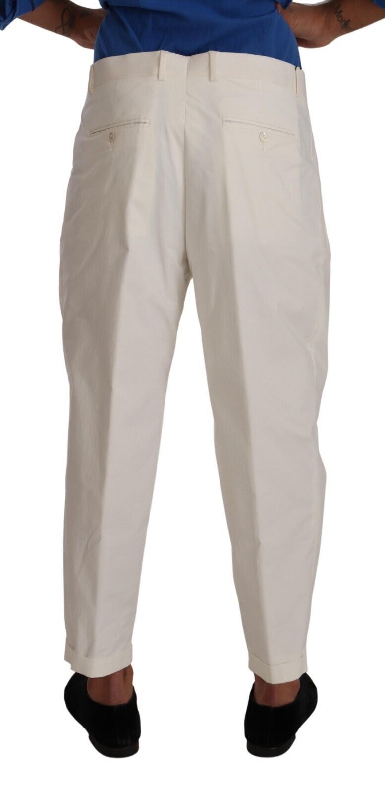 Pantalones de vestir cónicos de algodón blanco Dolce & Gabbana para hombre-3